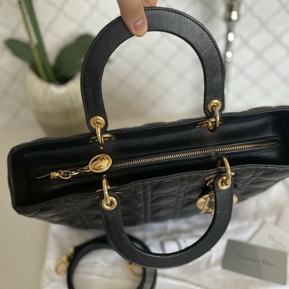 100% Authentic Large Lady Dior, Cannage Lambskin, - Picture 10 of 11